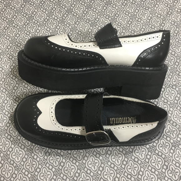 Demonia Shoes - Demonia Emily Rockabilly Platform Oxford Mary Jane
